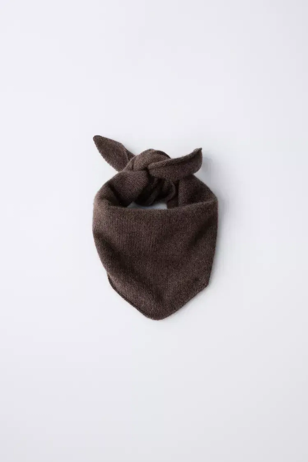 ZARA ТРЕУГОЛЬНЫЙ ШАРФ ИЗ 100% КАШЕМИРА, КОРИЧНЕВЫЙ