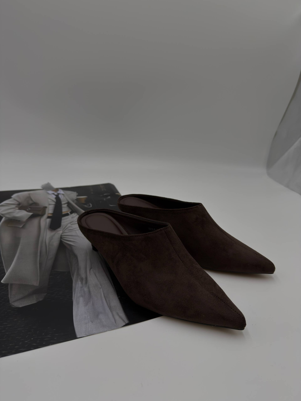 Мюли на каблуке женские экокожа арт. 416-8 цвет"коричневый"