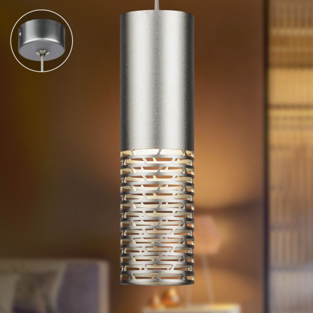 Светильник подвесной (подвес) ЭРА PL34 SL MR16 GU10 потолочный цилиндр серебро | Подвесные светильники