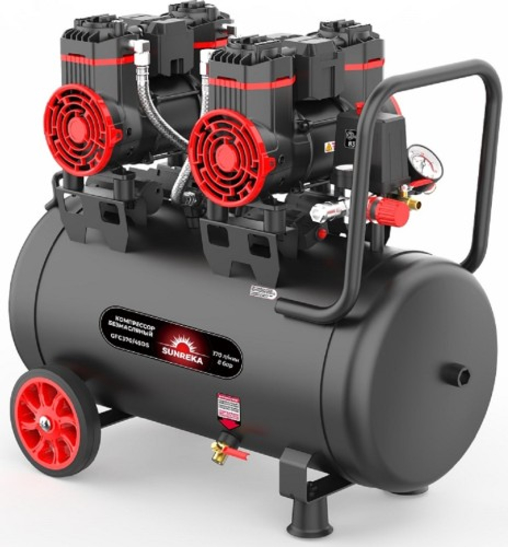 Компрессор поршневой безмасляный SUNREKA GFC370/45DS малошумный 216115