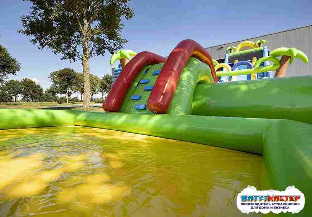 Надувной аквапарк с бассейном и горками «Тропический остров», 24×18×7,6 м