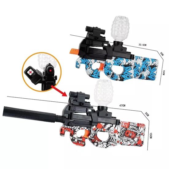 Автомат MINI  Р90 гидрогелевый, орбибольный с глушителем, стреляющий орбизами ( синий )