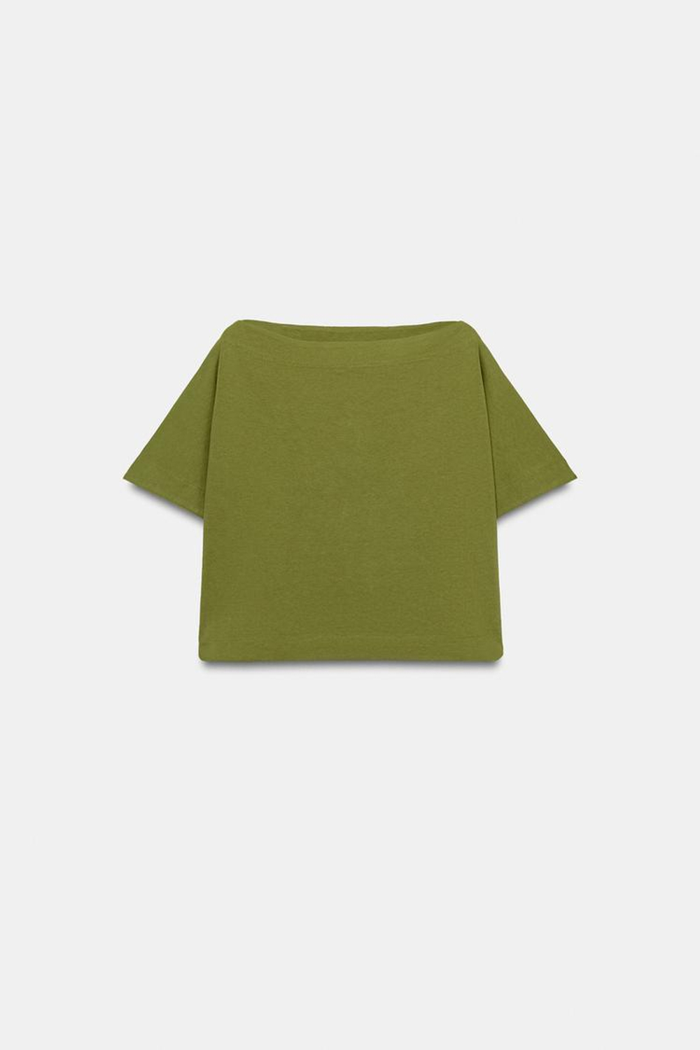 ZARA КРОП-ТОП С ЭФФЕКТОМ НАКИДКИ, ОЛИВКОВЫЙ