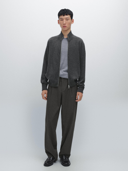 Massimo Dutti Кашемировый кардиган на молнии, серый меланж