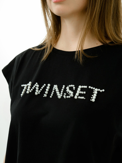 TWINSET Футболка с жемчужным лого