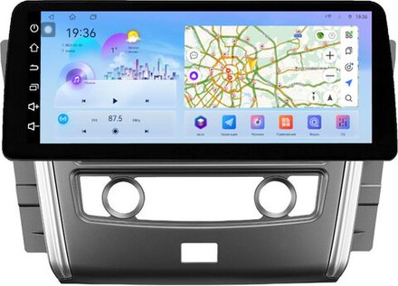 Магнитола Nissan Patrol Y62 2010-2019 (экран климата внизу) - FarCar монитор 12.3" 2K QLED на Android 14, TS10, CarPlay, 4G SIM-слот