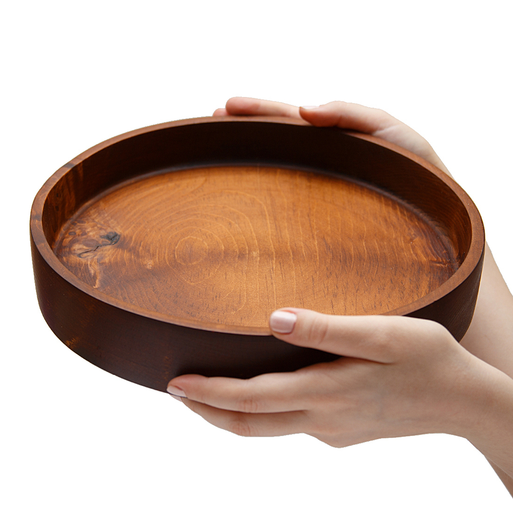 Деревянный круглый сервировочный поднос Art of Siberia для подачи 270 мм. WS1