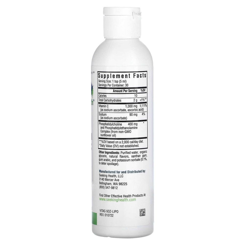 Seeking Health, Optimal Liposomal Vitamin C, натуральный лимон, 1000 мг, 150 мл (5 жидк. унц.)