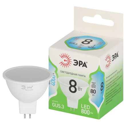 Лампочка светодиодная ЭРА GREEN LINE LED MR16-8W-840-GU5.3 GL GU5.3 8 Вт софит яркий белый свет