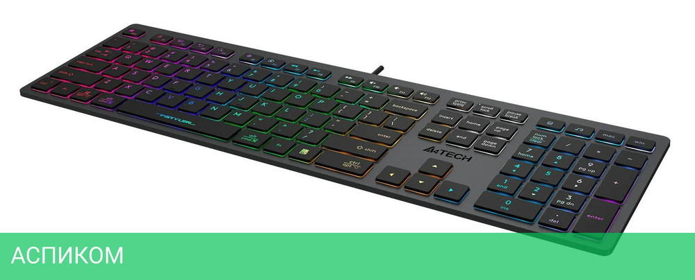 Клавиатура A4Tech Fstyler серый/неоновая подсветка (FX60H GREY/NEON)