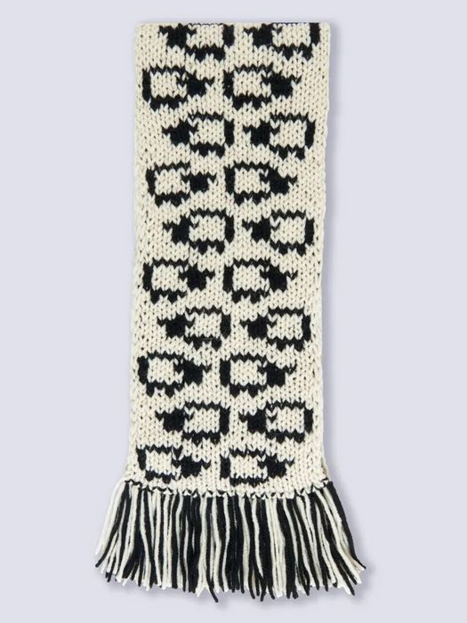 Объемный двусторонний шарф овечки черно-белый