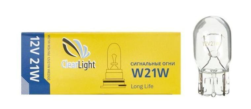 Лампа 12 В 21 Вт W21W W3х16d T20 ECE ClearLight CLW21W