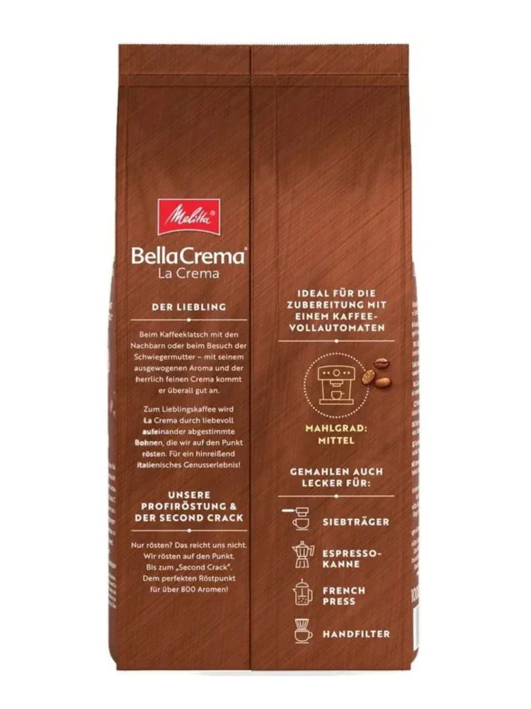 Кофе в зернах Melitta Bella Crema La Crema, 1 кг, 2 шт