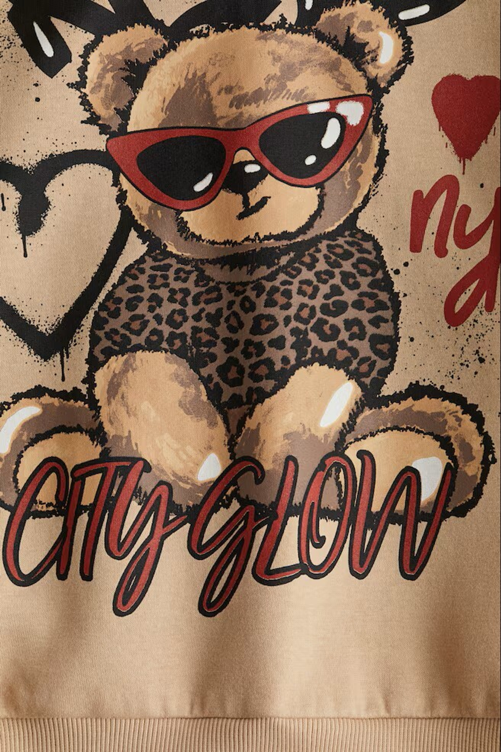 H&M Толстовка с капюшоном и принтом, бежевый