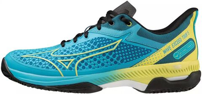 Теннисные кроссовки Mizuno Wave Exceed Tour 5 CC - jet blue/bolt neon/black - Black Blue Green