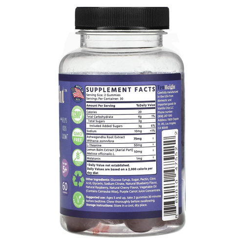 TruHeight, Жевательные таблетки для сна, для людей старше 5 лет, 60 жевательных таблеток
