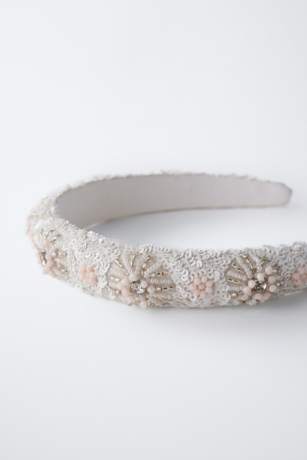 ZARA ОБОДОК ИЗ БИСЕРА, БЕЛЫЙ
