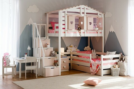 арт. 8262 Кровать В-яр. - домик №13 (лестница-комод в комплекте)