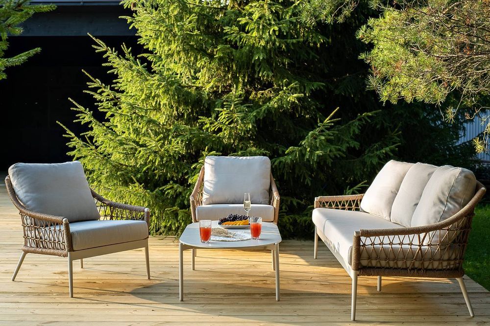 "Венеция" лаунж-зона из искусственного ротанга, цвет соломенный