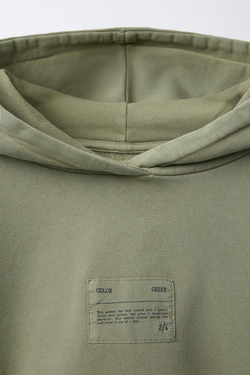 ZARA ХУДИ С НАШИВКОЙ, ЗЕЛЕНЫЙ