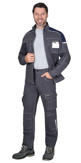 Куртка "Сириус-Джет" короткая (т.серый/синий)