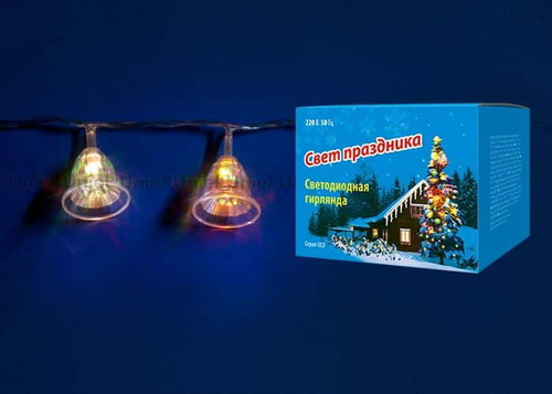 ULD-S0280-020/DTA RGB IP20 BELLS Гирлянда светодиодная «Колокольчики» с контроллером, 20 светодиодов, 2,8 м, RGB, IP20, провод прозрачный.