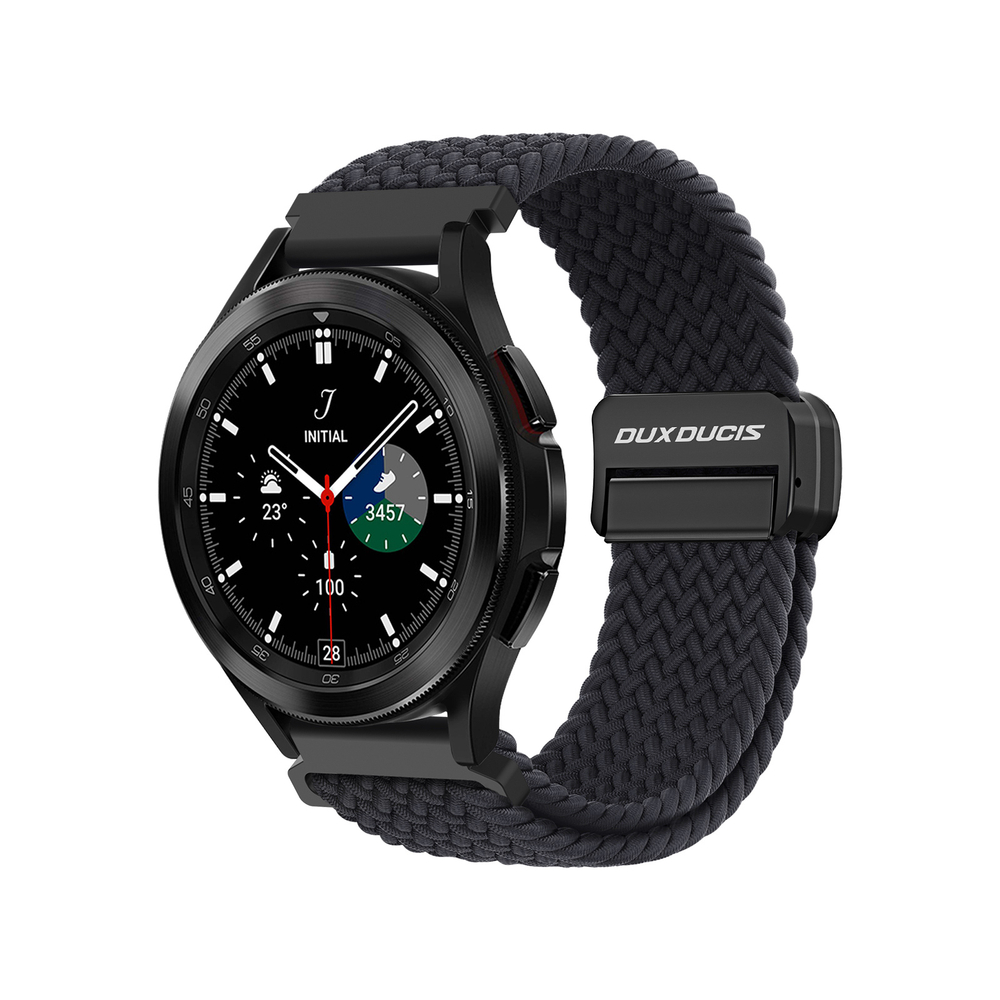 Эластичный ремешок черного цвета (Midnight) от Dux Ducis для смарт часов Samsung Galaxy Watch 3, 4, 5, 6 и 7 (размер крепления 20мм), серия Strap (Mixture Pro Series)