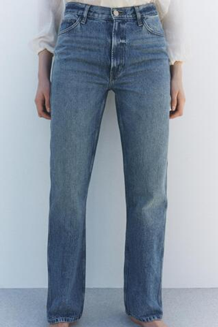 ZARA ДЖИНСЫ STRAIGHT С ВЫСОКОЙ ПОСАДКОЙ — ZW COLLECTION, ВЫЦВЕТШИЙ СИНИЙ