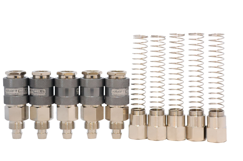 KraftWell KRW-QCS0812F-5 БРС "мама" c пружиной для шланга 8*12 мм, 5 шт