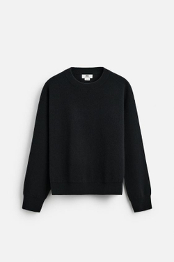 ZARA СВИТЕР ИЗ ПЛОТНОЙ СМЕСОВОЙ ШЕРСТИ, ЧЕРНЫЙ