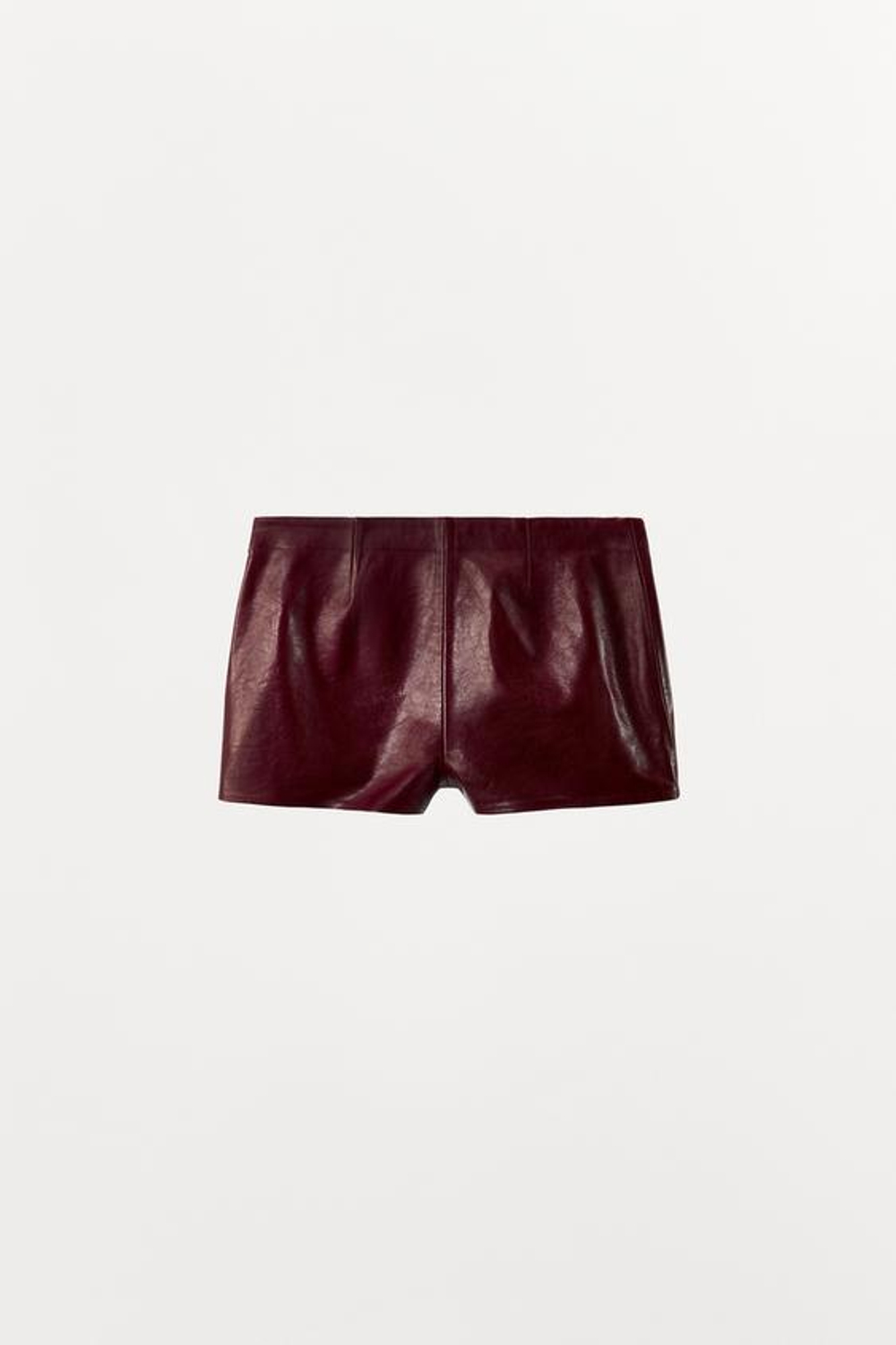 ZARA МИНИ-ШОРТЫ ИЗ 100% КОЖИ, ГРАНАТОВЫЙ