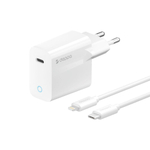 Сетевое зарядное устройство USB Type-C, Power Delivery, 20Вт, дата-кабель USB-C - Lightning MFI, белый