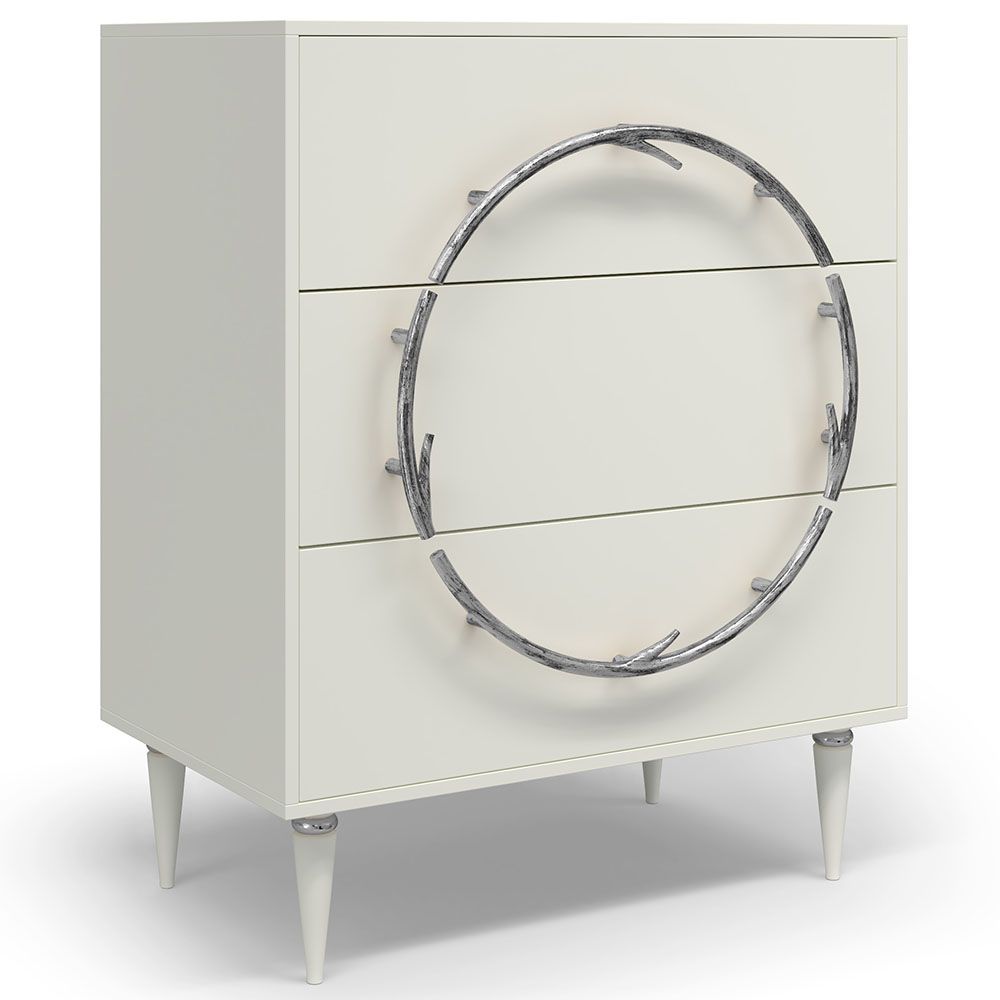 Комод Арт Колор matte Классик Сильвер с 3 ящиками Белый опал матовый