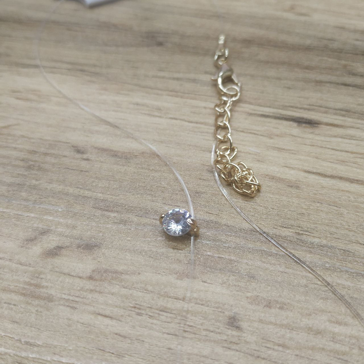 Кулон Кристалл на леске круг 2 зажима 6 мм металл серебристый