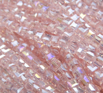 БВ013ДС4 Хрустальные бусины квадратные, цвет: розовый AB прозрачный, 4 мм, кол-во: 44-45 шт.