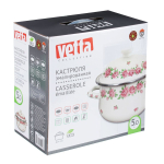 Кастрюля сталь, эмал, 5 л, с крыш, крышка сталь, Vetta, Розанна, 894451, индукц