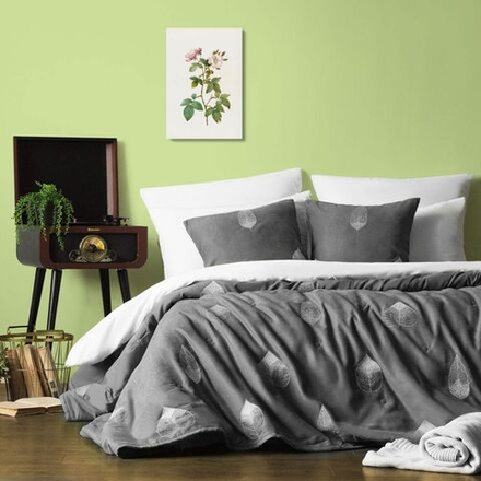 Стеганое покрывало с вышивкой ЭЛЛИ (арт. BL02-297-02) - темно-серое