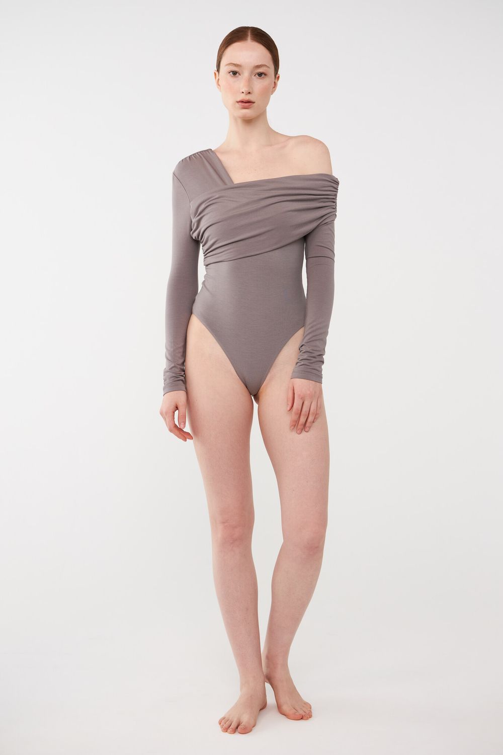 ТОП-БОДИ НА ОДНО ПЛЕЧО, СЕРЫЙ