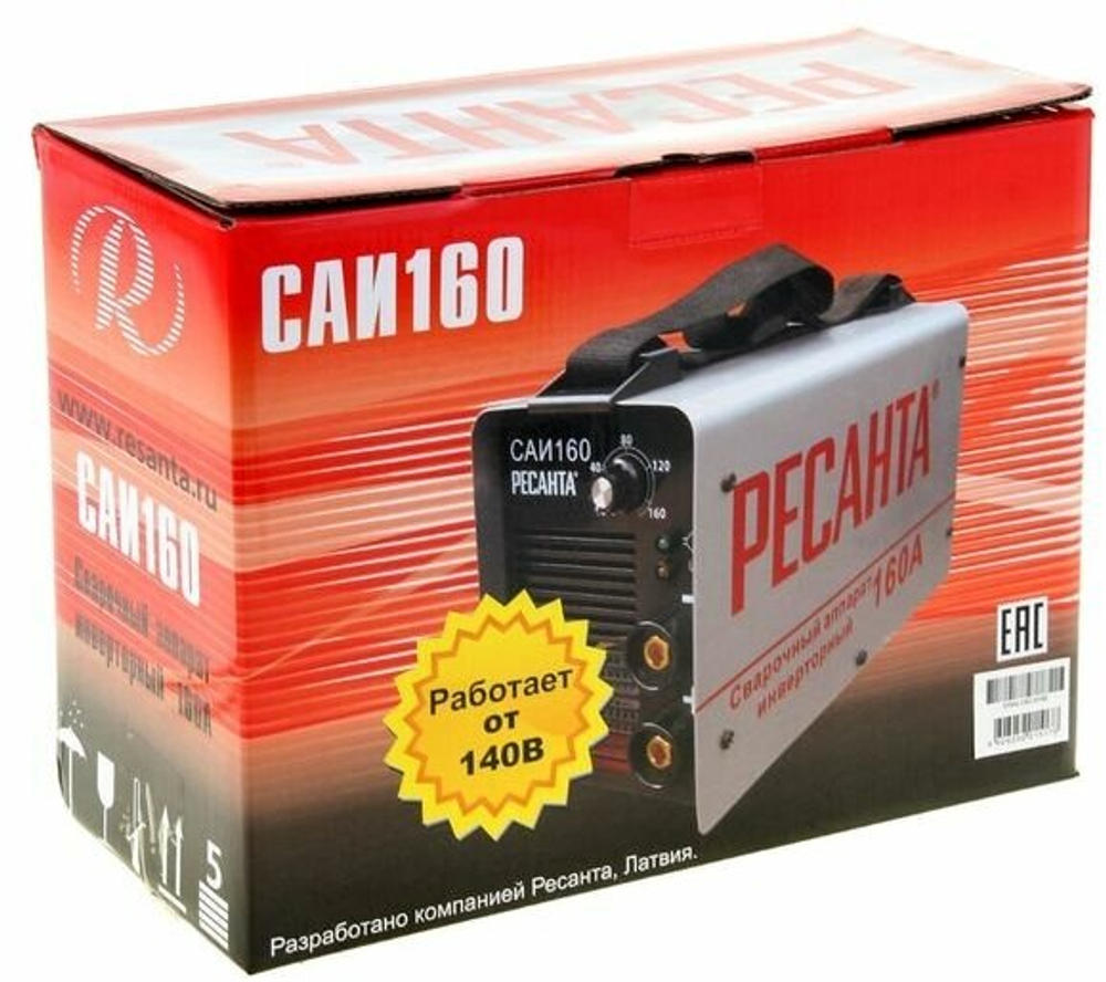 Сварочный аппарат инверторный Ресанта САИ-160 (ММА, 160 А, ПВ - 70%)