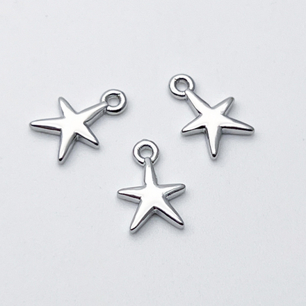 Подвеска Звезда, цвет серебро (родий), размер 11*8 мм, цена за 1 шт