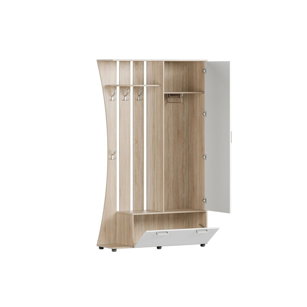 Прихожая с зеркалом комплект мебели Дуб Сонома/Фасад Белый, Дом, 115х36,5х200 см Стиль