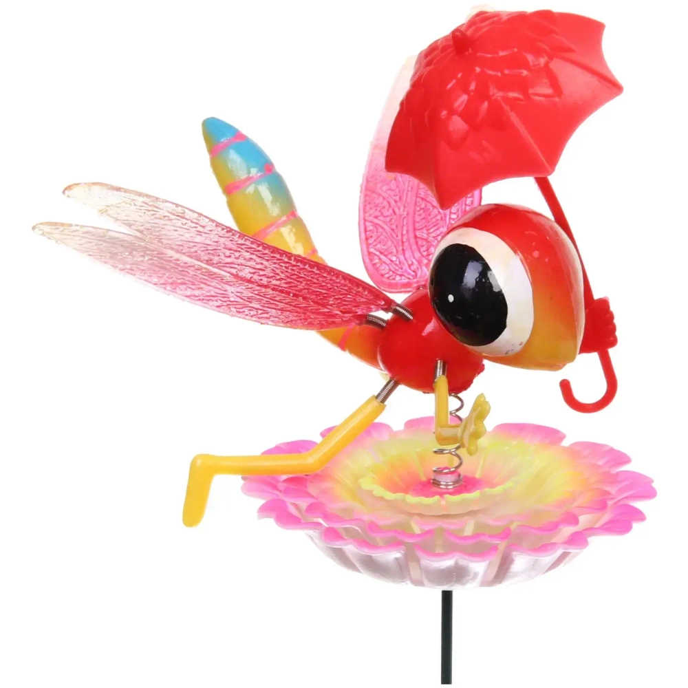 Фигура на спице «Стрекоза на цветке» 60 см (фигура 17*7 см) для отпугивания птиц, микс
