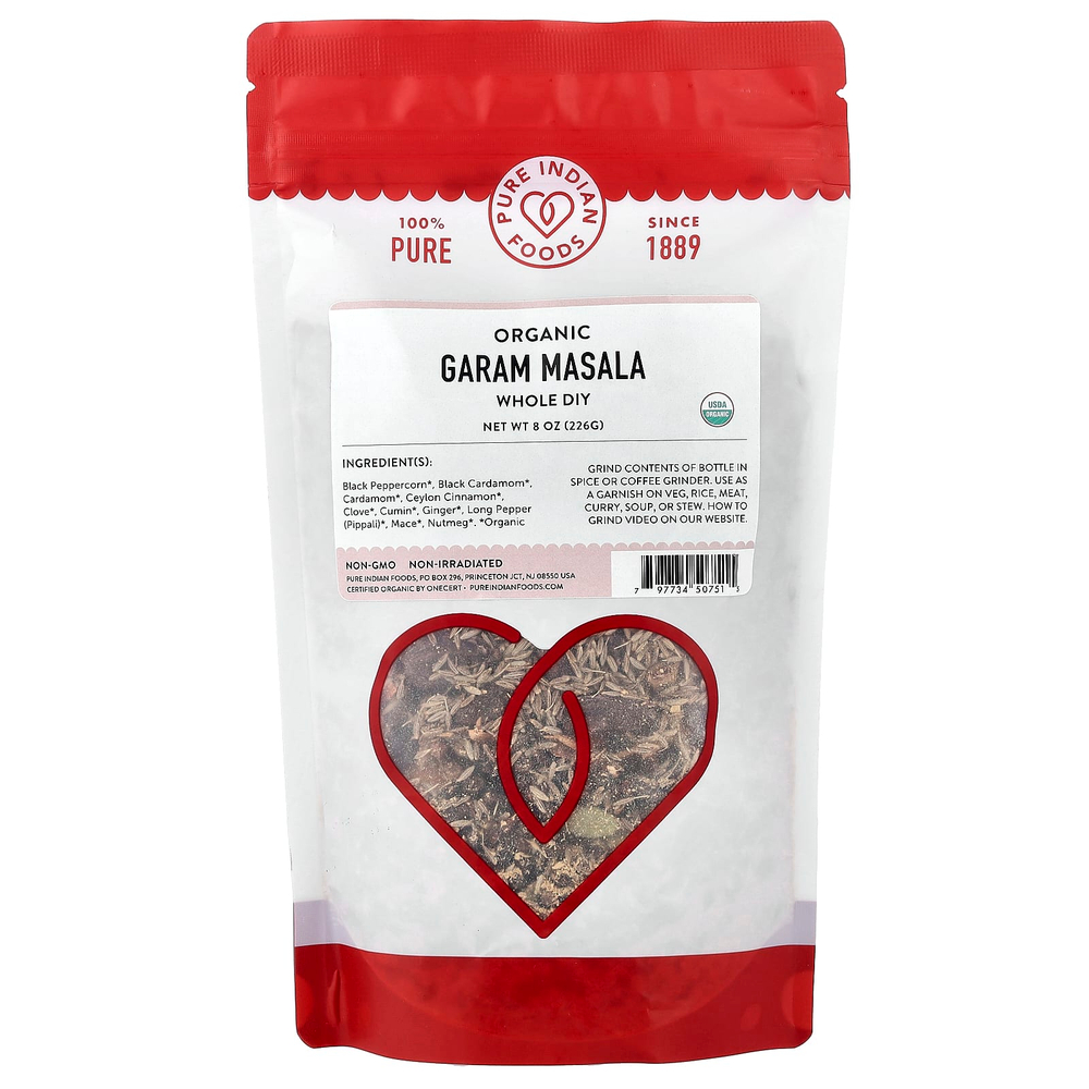 Pure Indian Foods, Органический гарам масала, полностью готовый к употреблению, 226 г (8 унций)