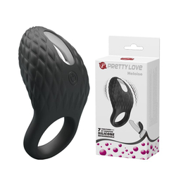 Черное эрекционное виброкольцо с рельефным дизайном