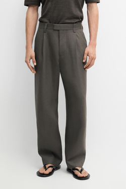 Massimo Dutti Брюки от льняного костюма, темно-зеленый