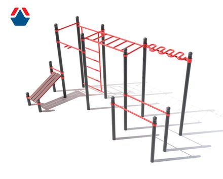 Воркаут комплекс К-108 рукоход, рукоход змейка, шв.стенка, турник, скамья, брусья (ДПК, заглушки ста