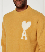 Хлопковый свитер AMI Paris - горчичный(UKS025 KN0032)