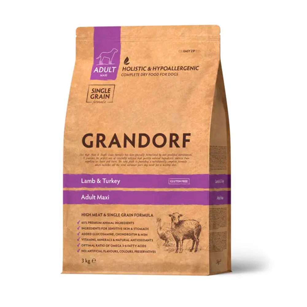 Сухой корм Grandorf Dog Lamb&Turkey MAXI ягненок и индейка для собак крупных пород, 3 кг (Грандорф)