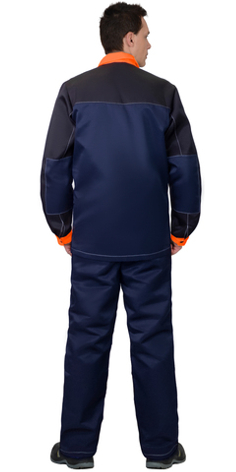 Костюм СИРИУС-АСПЕКТ куртка длин., брюки, синий с черным и оранжевой отделкой
