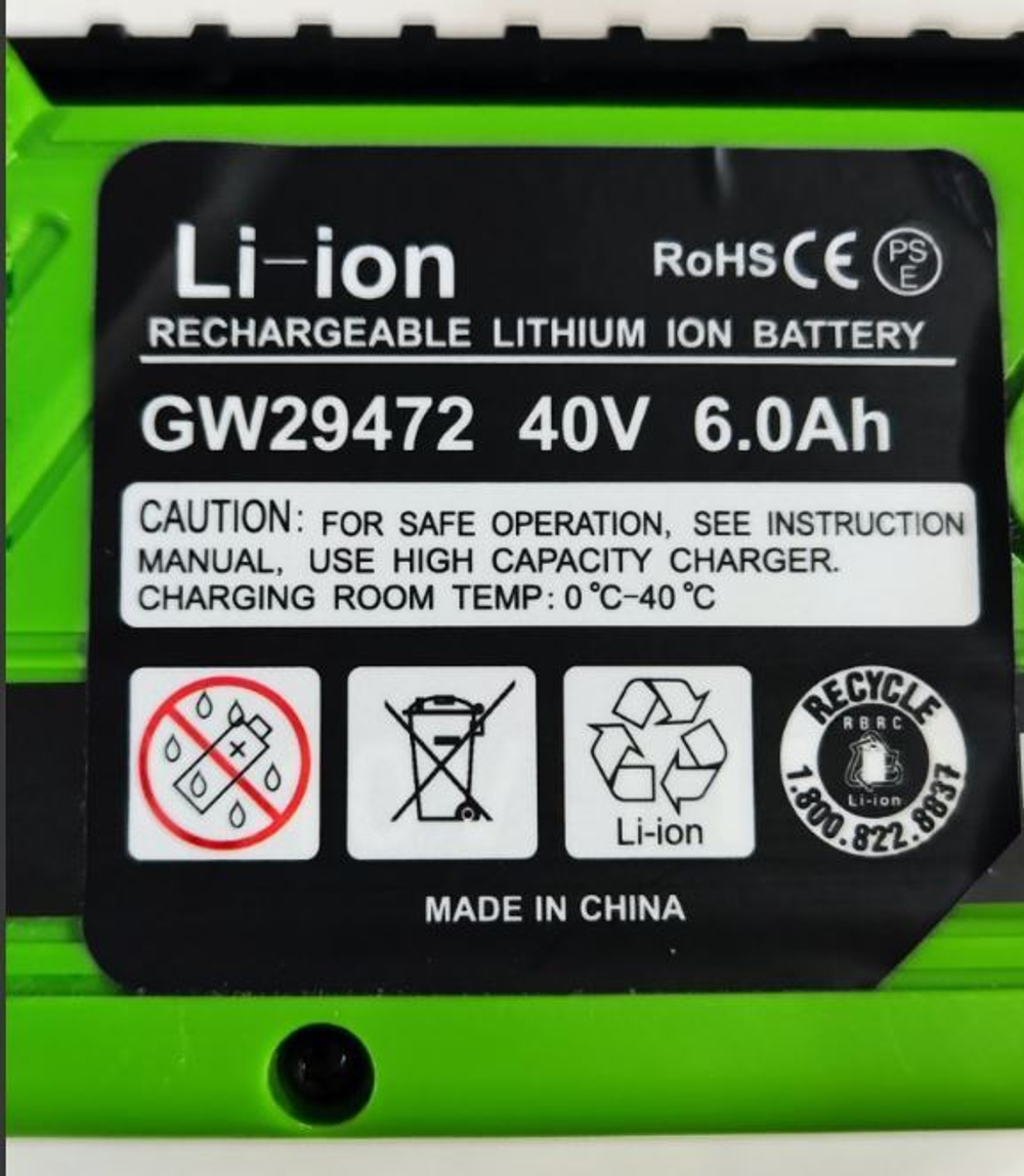 Ремонт батареи для GreenWorks 29472 40V 6000mAh